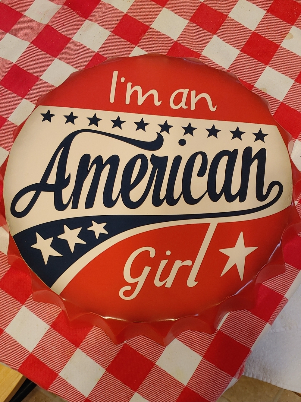 American Girl Red Patriotic Decorative Wall Sign